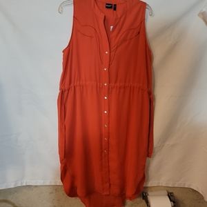Cruel Denim Coral Sleeveless Button Up Shirt Dress